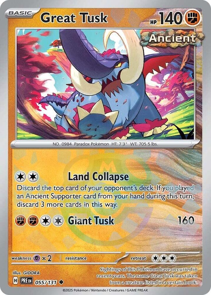 Great Tusk (Master Ball Pattern) 055/131 card from SV: Prismatic Evolutions
