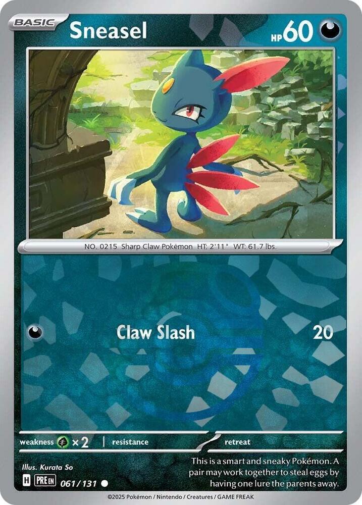 Sneasel (Master Ball Pattern) 061/131 card from SV: Prismatic Evolutions