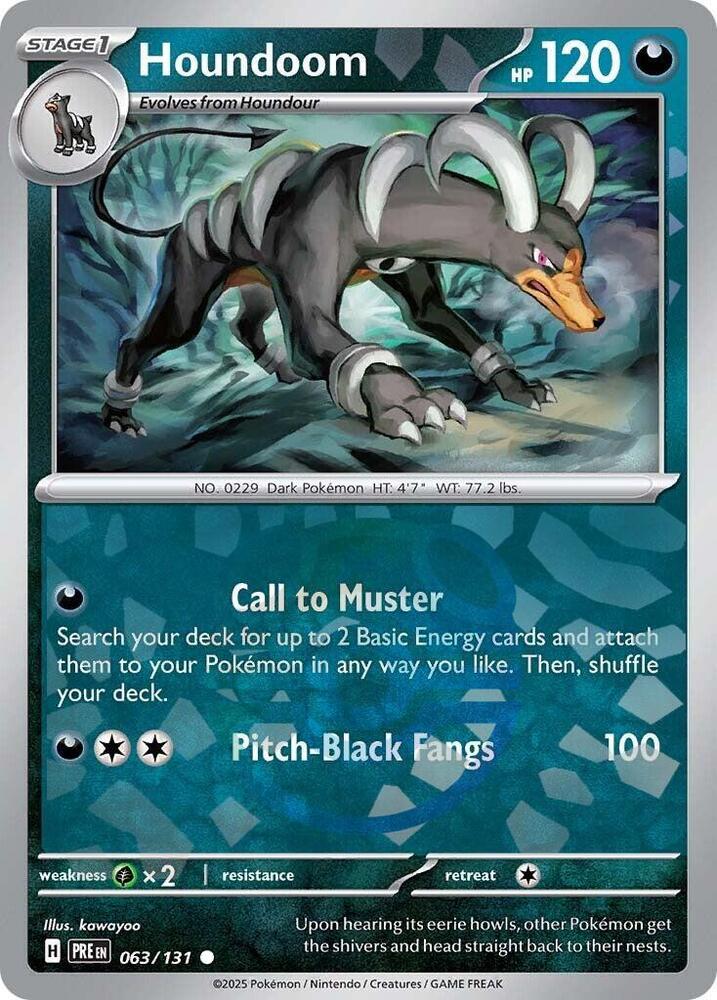 Houndoom (Master Ball Pattern) 063/131 card from SV: Prismatic Evolutions