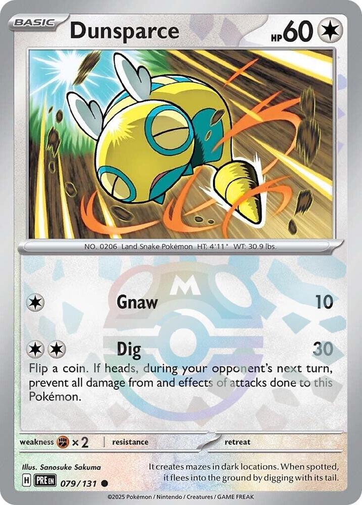 Dunsparce (Master Ball Pattern) 079/131 card from SV: Prismatic Evolutions