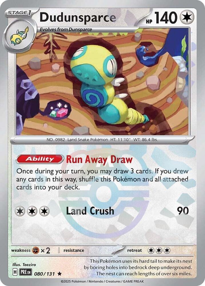 Dudunsparce (Master Ball Pattern) 080/131 card from SV: Prismatic Evolutions