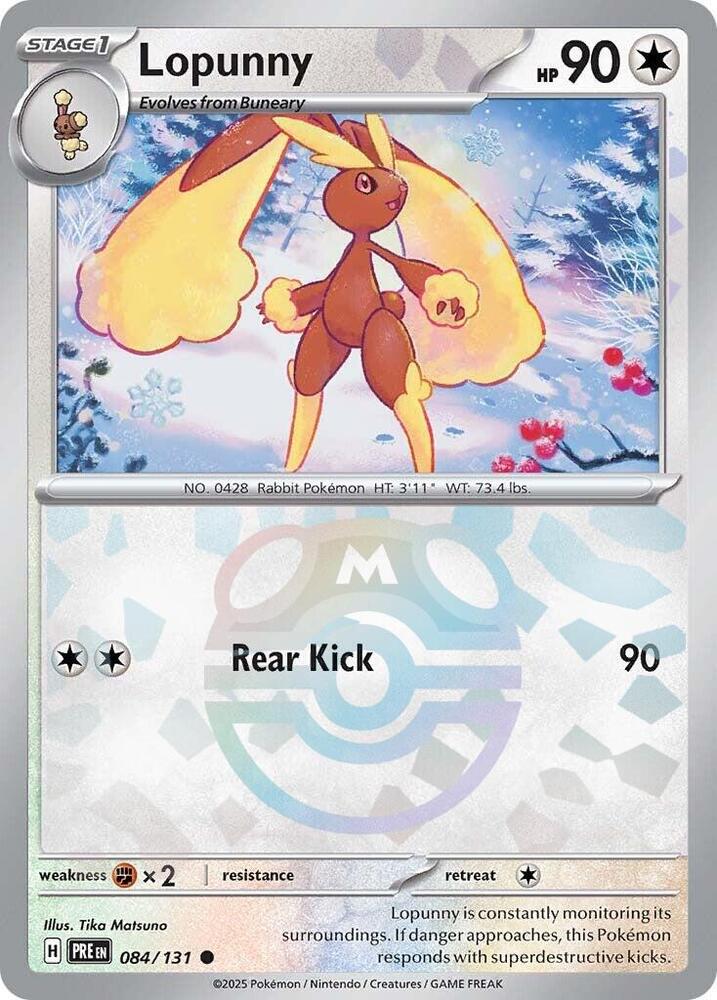 Lopunny (Master Ball Pattern) 084/131 card from SV: Prismatic Evolutions