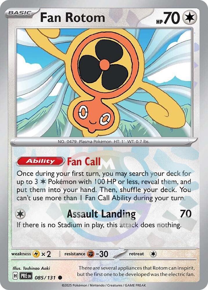 Fan Rotom (Master Ball Pattern) 085/131 card from SV: Prismatic Evolutions