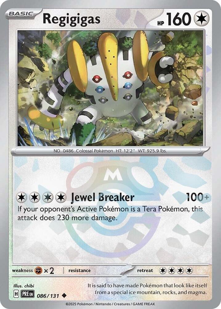 Regigigas (Master Ball Pattern) 086/131 card from SV: Prismatic Evolutions