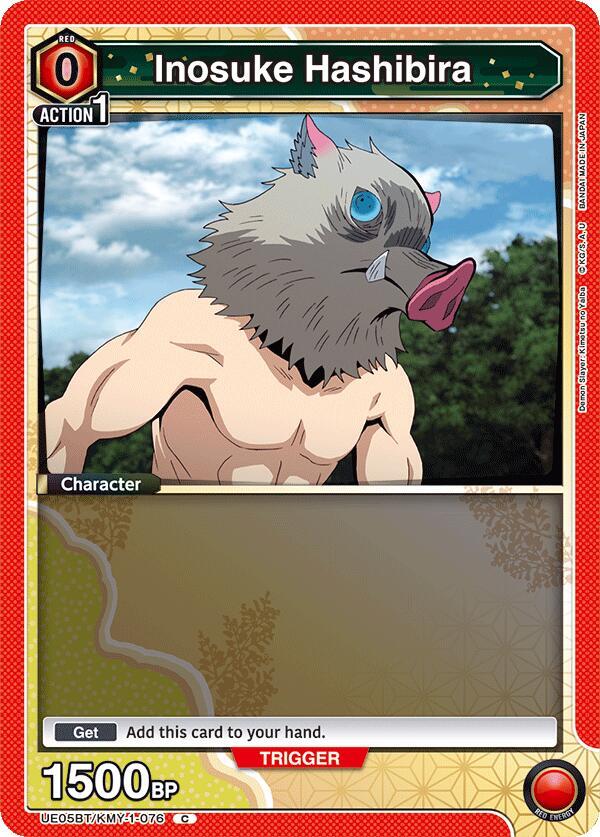 Inosuke Hashibira (Box Topper Foil) UE05BT/KMY-1-076 card from UE05BT: Demon Slayer: Kimetsu no Yaiba
