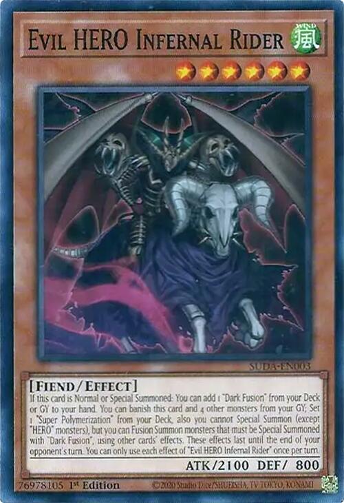 Evil HERO Infernal Rider SUDA-EN003 card from Supreme Darkness