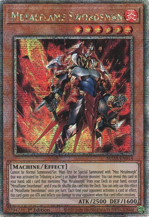 Metalflame Swordsman (Quarter Century Secret Rare) SUDA-EN014 card from Supreme Darkness