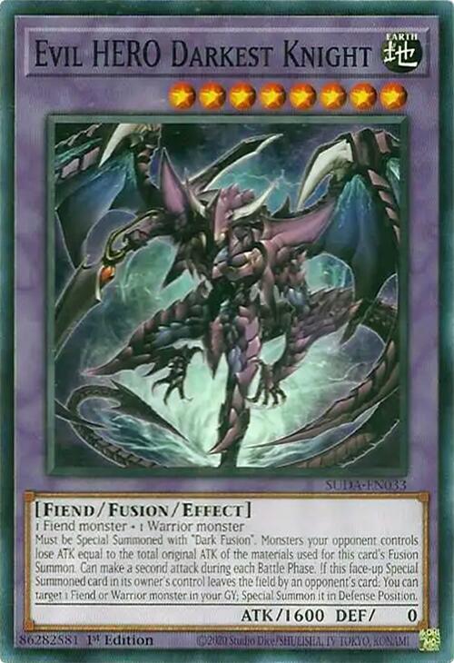 Evil HERO Darkest Knight SUDA-EN033 card from Supreme Darkness