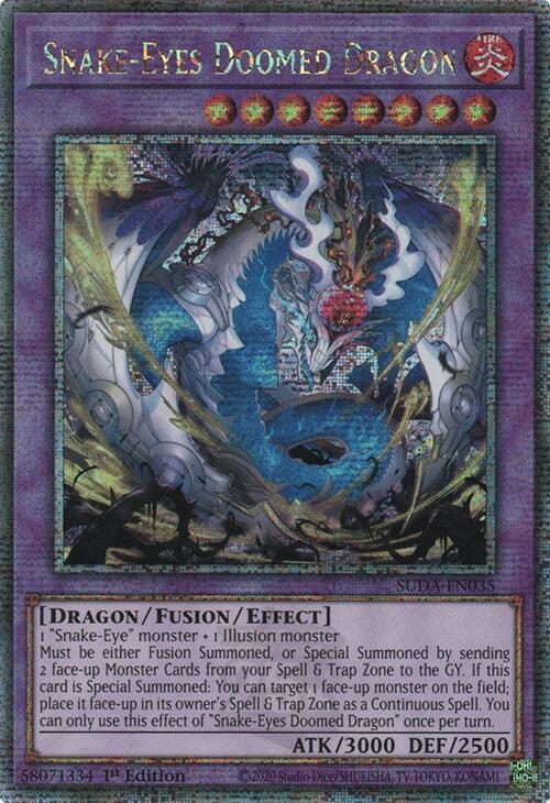 Snake-Eyes Doomed Dragon (Quarter Century Secret Rare) SUDA-EN035 card from Supreme Darkness