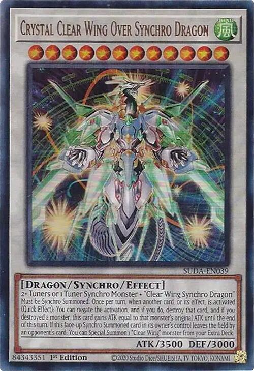 Crystal Clear Wing Over Synchro Dragon SUDA-EN039 card from Supreme Darkness