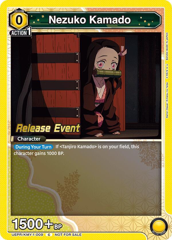 Nezuko Kamado UEPR/KMY-1-009 card from UE05BT: Demon Slayer: Kimetsu no Yaiba Release Event Cards