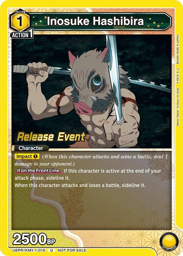 Inosuke Hashibira UEPR/KMY-1-015 card from UE05BT: Demon Slayer: Kimetsu no Yaiba Release Event Cards