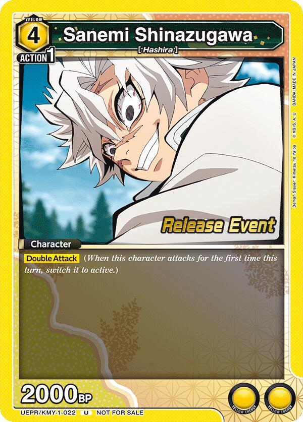 Sanemi Shinazugawa UEPR/KMY-1-022 card from UE05BT: Demon Slayer: Kimetsu no Yaiba Release Event Cards