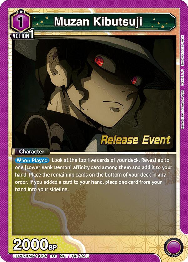 Muzan Kibutsuji UEPR/KMY-1-034 card from UE05BT: Demon Slayer: Kimetsu no Yaiba Release Event Cards