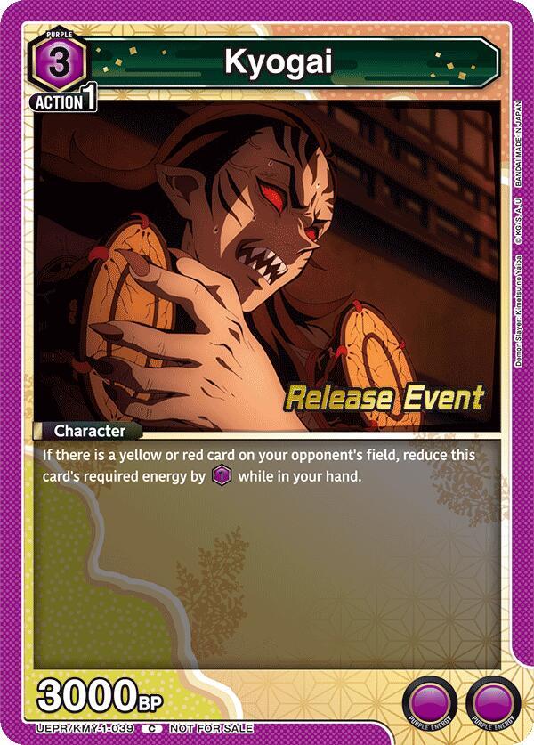 Kyogai UEPR/KMY-1-039 card from UE05BT: Demon Slayer: Kimetsu no Yaiba Release Event Cards