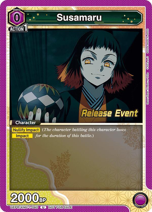 Susamaru UEPR/KMY-1-040 card from UE05BT: Demon Slayer: Kimetsu no Yaiba Release Event Cards