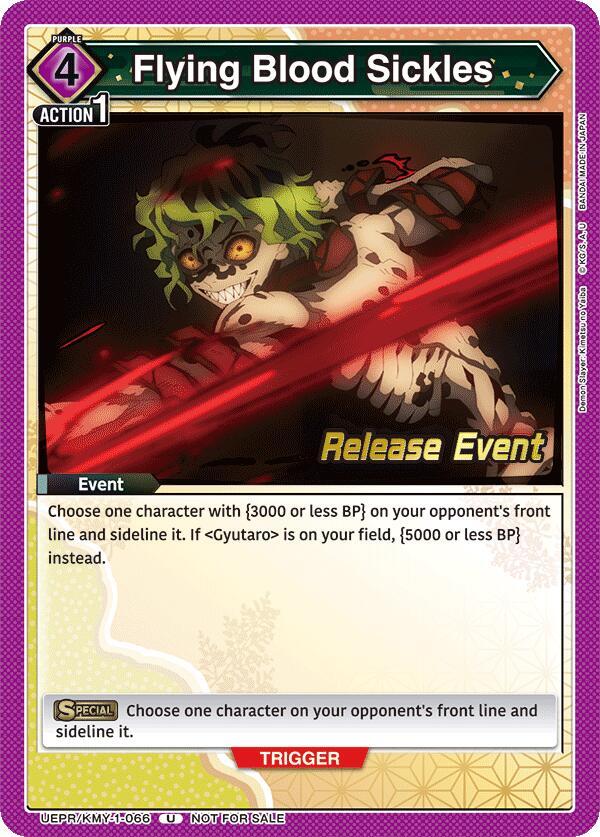 Flying Blood Sickles UEPR/KMY-1-066 card from UE05BT: Demon Slayer: Kimetsu no Yaiba Release Event Cards