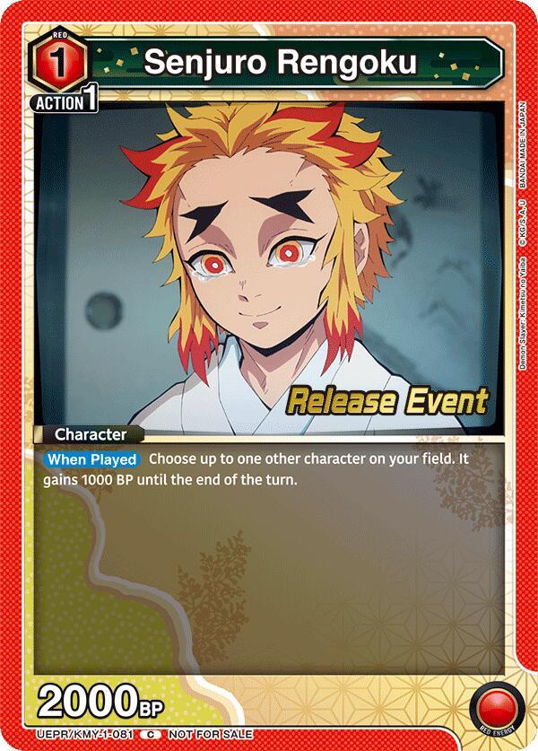 Senjuro Rengoku UEPR/KMY-1-081 card from UE05BT: Demon Slayer: Kimetsu no Yaiba Release Event Cards