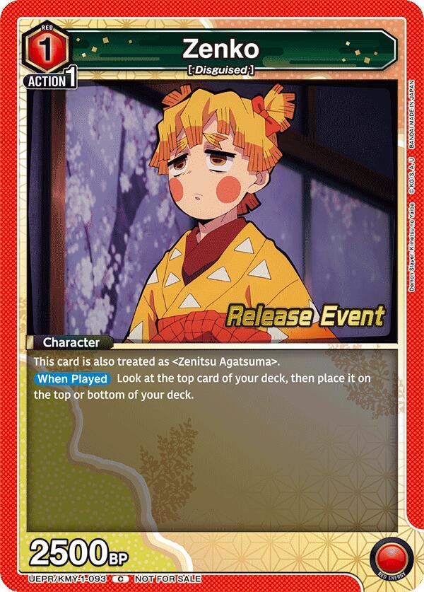 Zenko UEPR/KMY-1-093 card from UE05BT: Demon Slayer: Kimetsu no Yaiba Release Event Cards