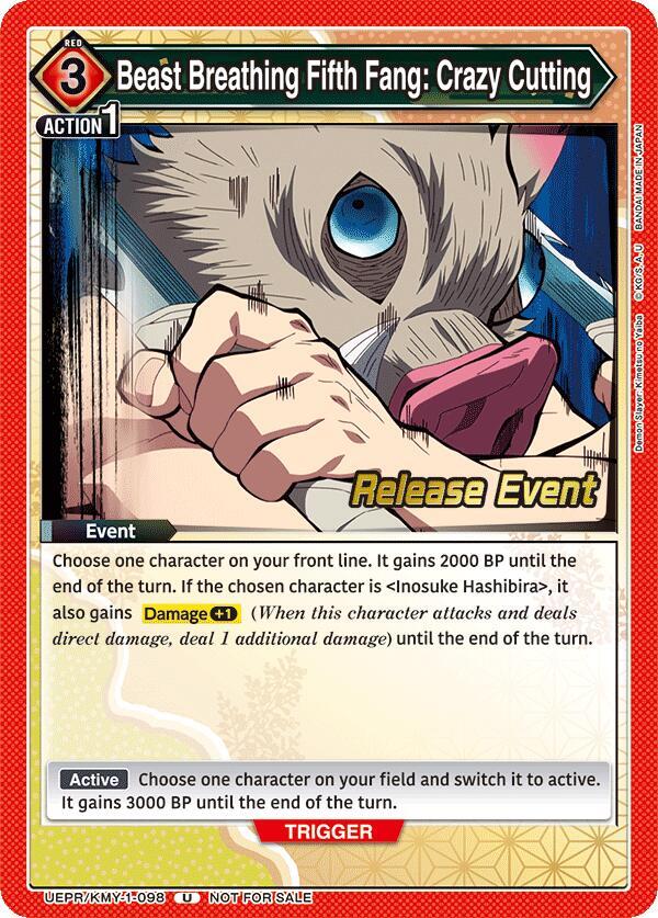 Beast Breathing Fifth Fang: Crazy Cutting UEPR/KMY-1-098 card from UE05BT: Demon Slayer: Kimetsu no Yaiba Release Event Cards