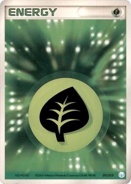 Basic Grass Energy 011/015 card from Gift Box Mew - Lucario (Crawdaunt Quarter Deck)
