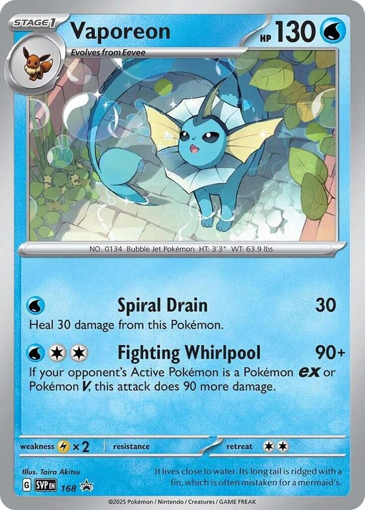 Vaporeon 168 card from SV: Scarlet & Violet Promo Cards