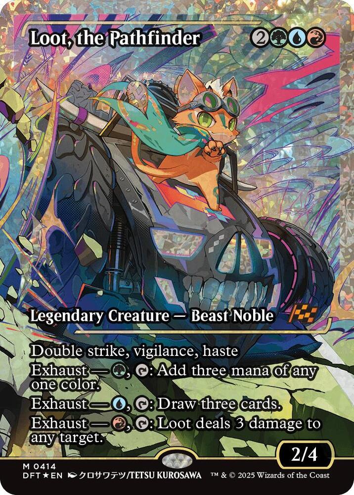 Loot, the Pathfinder (Showcase) (Fracture Foil) 414 card from Aetherdrift