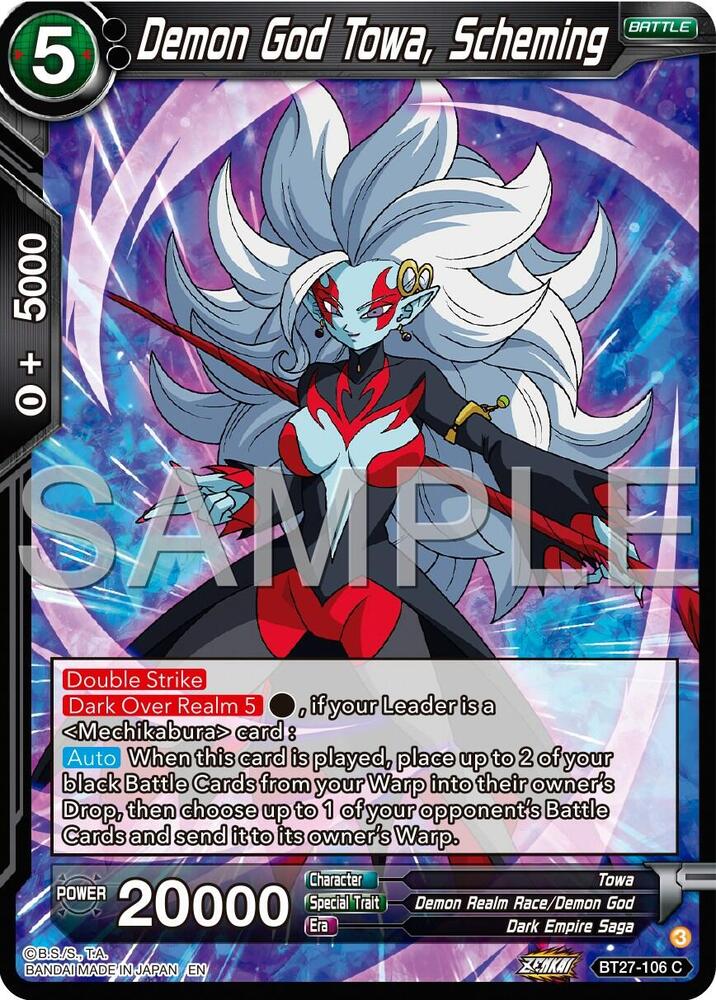 Demon God Towa, Scheming BT27-106 card from History of Z