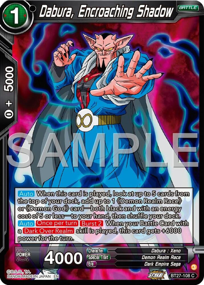 Dabura, Encroaching Shadow BT27-108 card from History of Z
