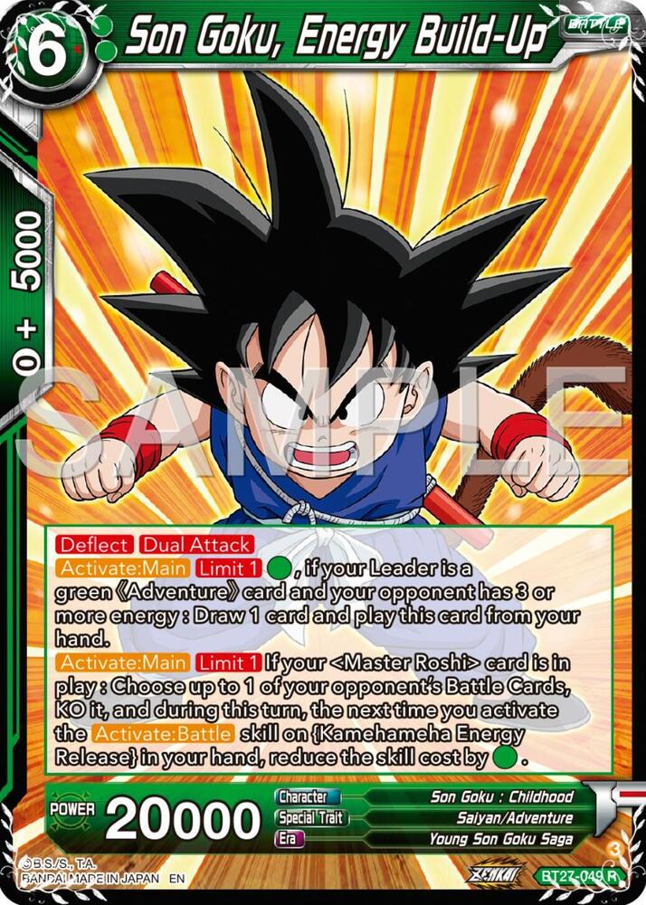 Son Goku, Energy Build-Up BT27-049 card from History of Z
