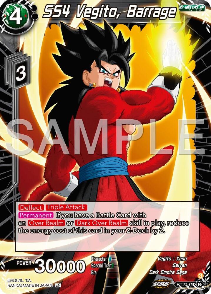 SS4 Vegito, Barrage BT27-093 card from History of Z
