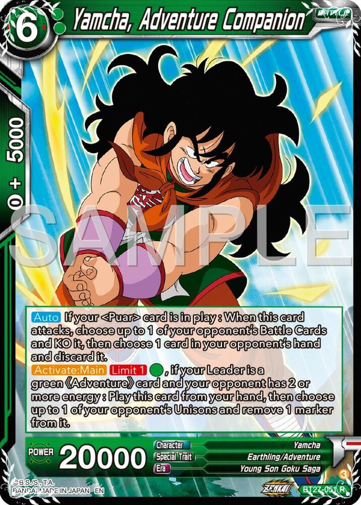 Yamcha, Adventure Companion BT27-051 card from History of Z