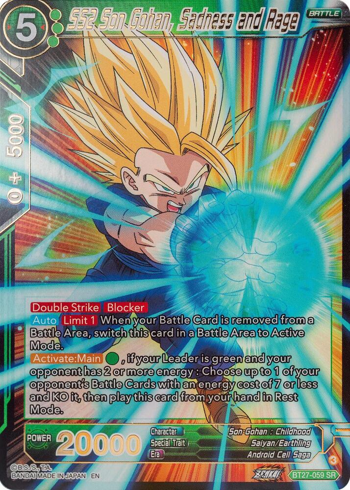 SS2 Son Gohan, Sadness and Rage BT27-059 card from History of Z