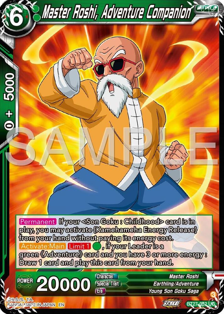 Master Roshi, Adventure Companion BT27-052 card from History of Z