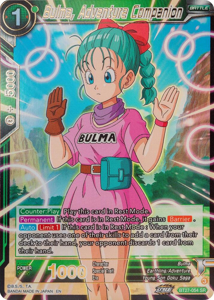Bulma, Adventure Companion BT27-054 card from History of Z