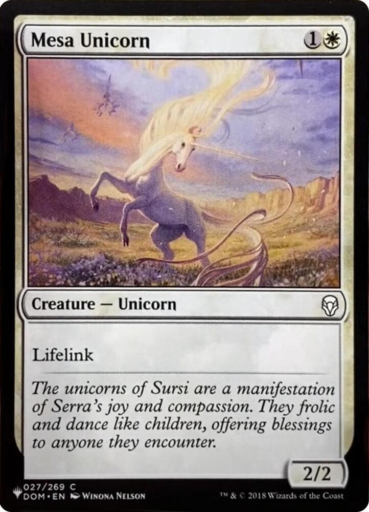 Mesa Unicorn 027/269 card from The List Reprints