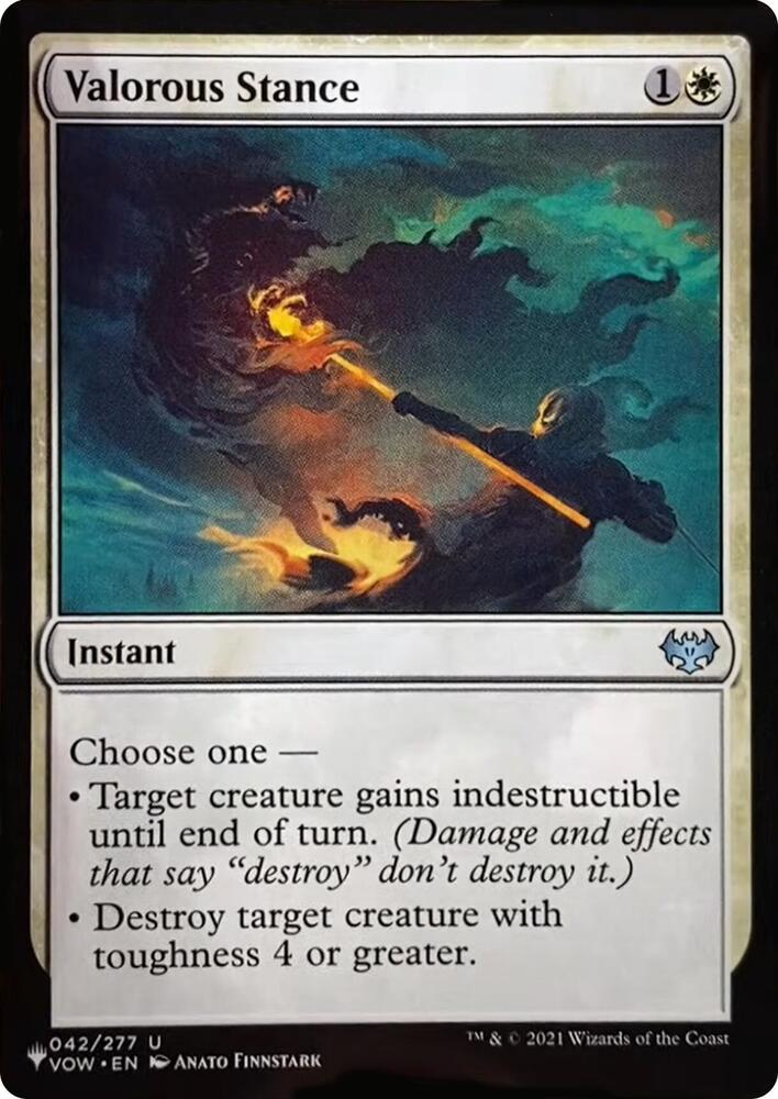 Valorous Stance (VOW) 042/277 card from The List Reprints
