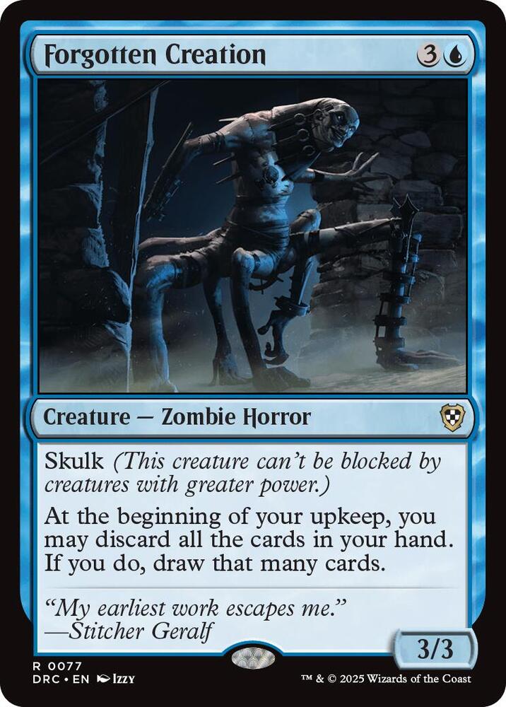 Forgotten Creation 77 card from Commander: Aetherdrift