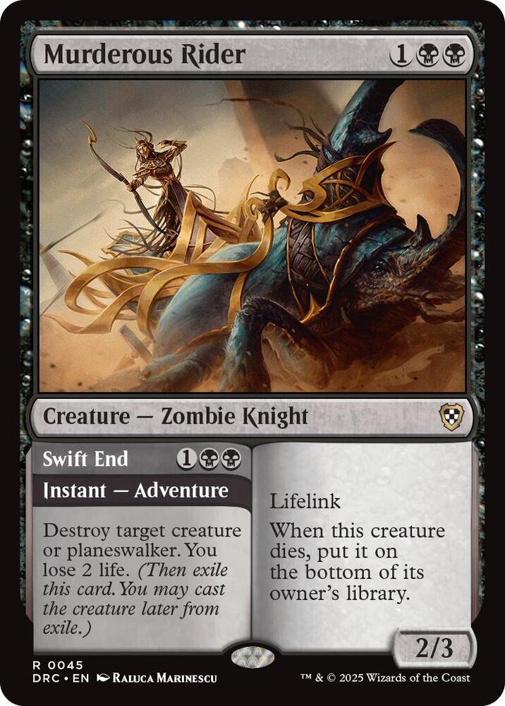 Murderous Rider 45 card from Commander: Aetherdrift