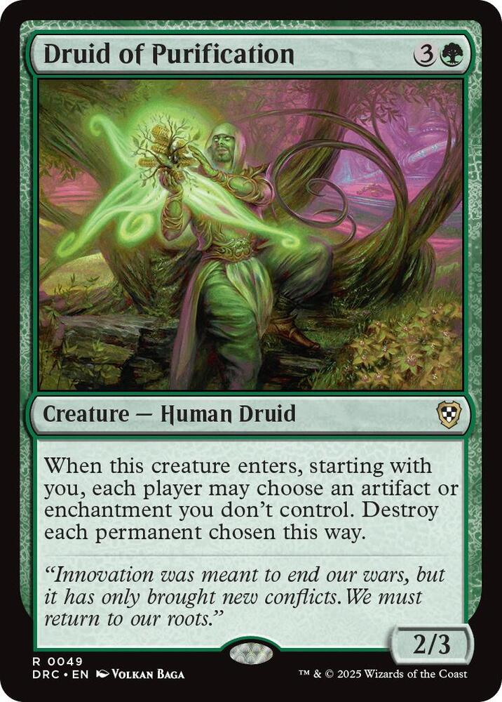 Druid of Purification 49 card from Commander: Aetherdrift