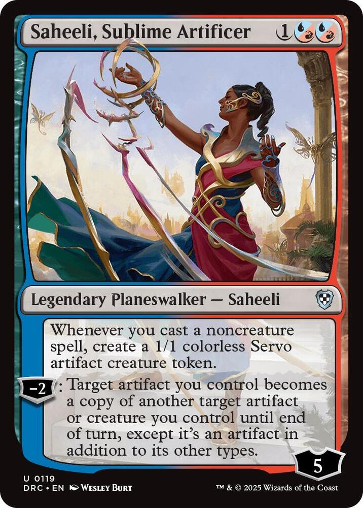 Saheeli, Sublime Artificer 119 card from Commander: Aetherdrift