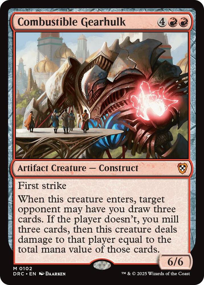 Combustible Gearhulk 102 card from Commander: Aetherdrift