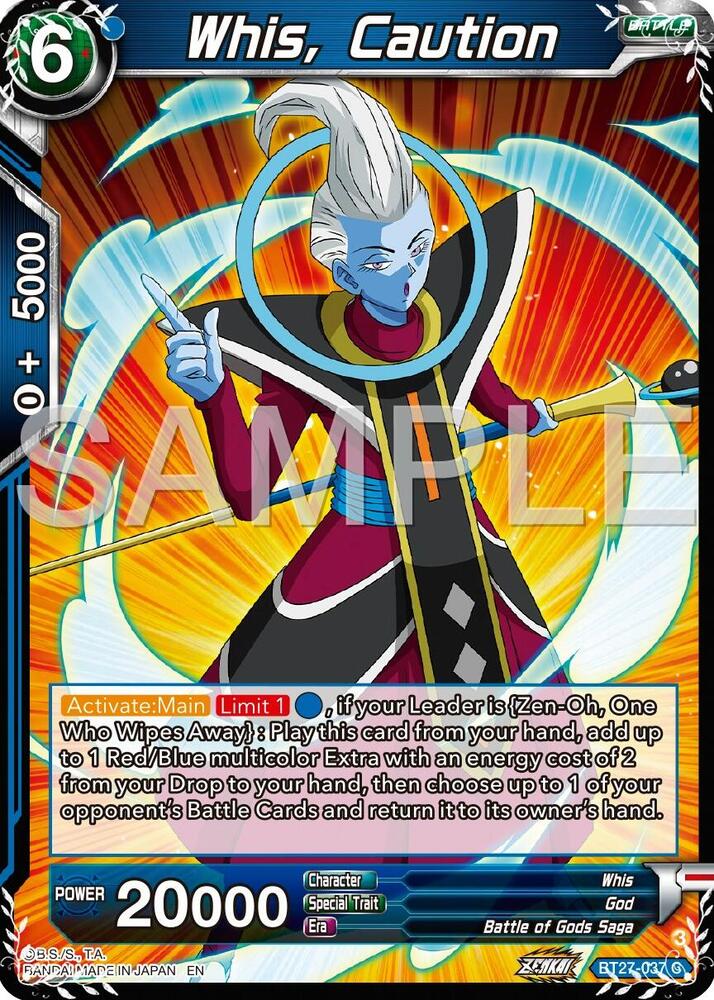 Whis, Caution BT27-037 card from History of Z