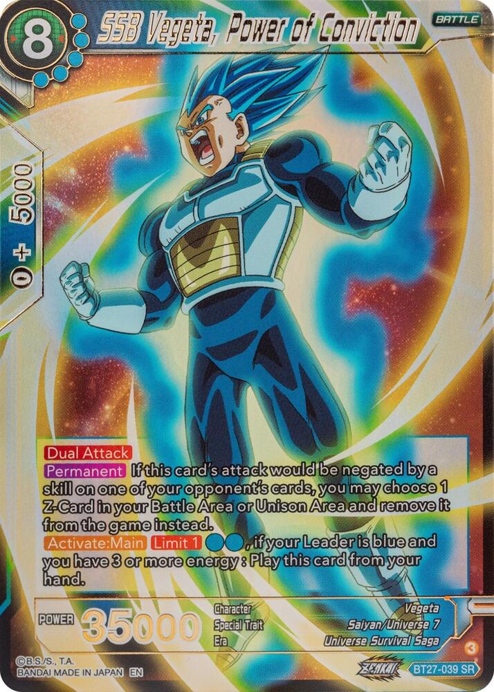 SSB Vegeta, Power of Conviction BT27-039 card from History of Z