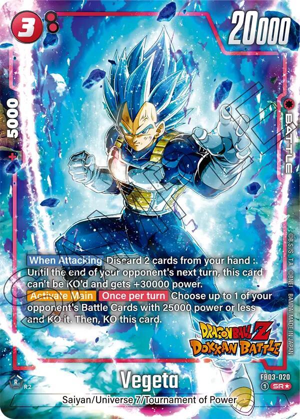 Vegeta (Dragon Ball Z Dokkan Battle Alternate Art) FB03-020 card from Raging Roar Alternate Art Reprints