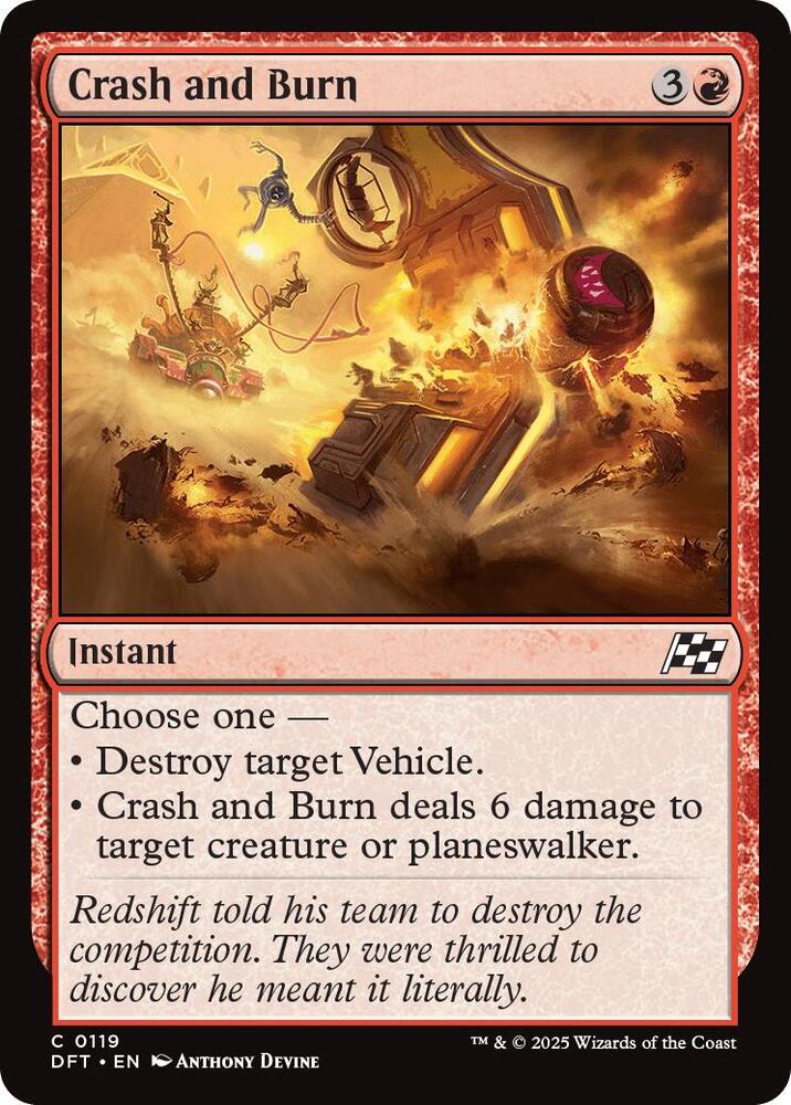 Crash and Burn 119 card from Aetherdrift