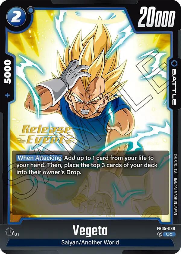 Vegeta FB05-039 card from New Adventure Release Event Cards