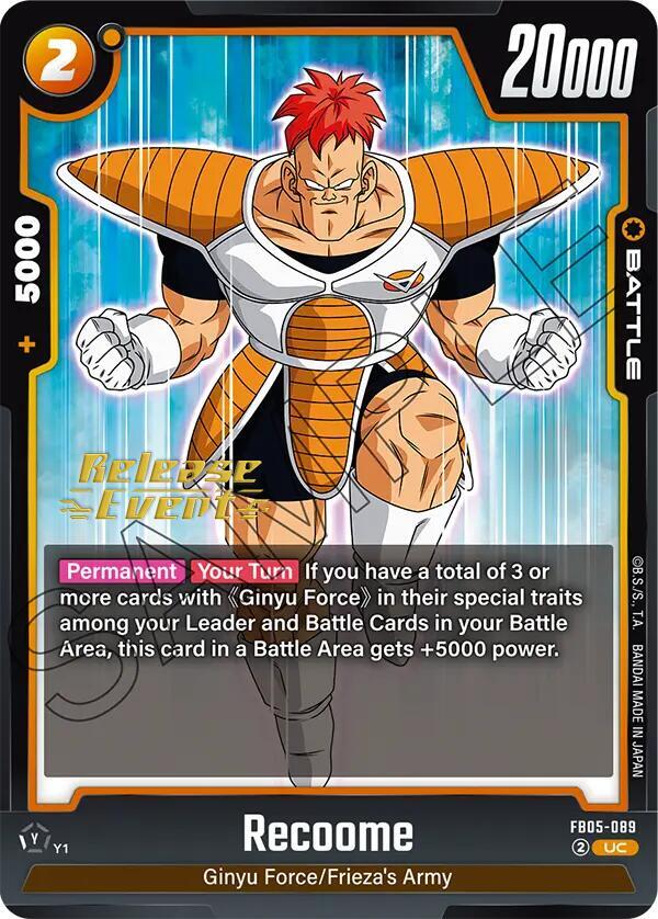 Recoome FB05-089 card from New Adventure Release Event Cards