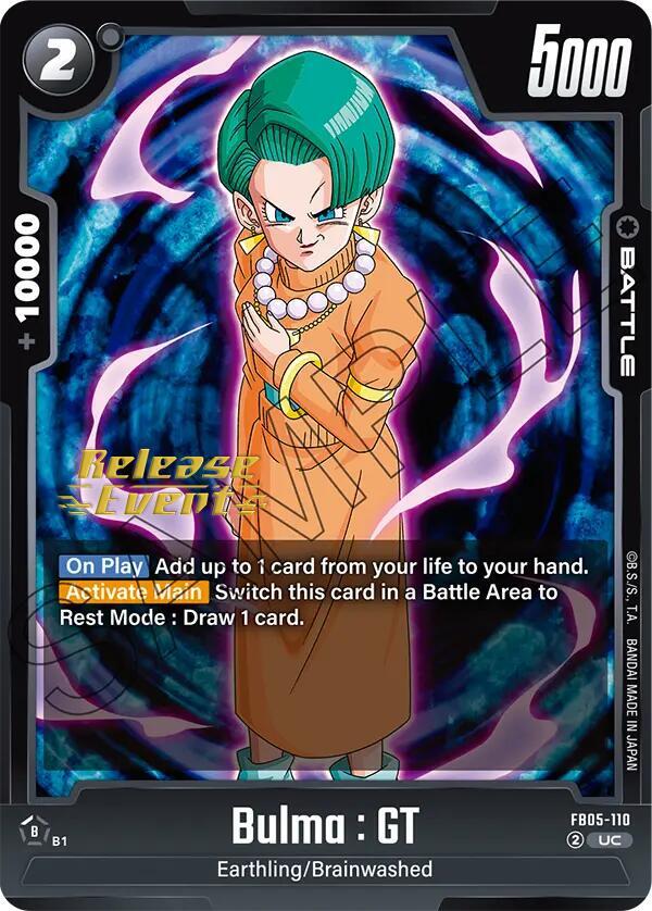 Bulma : GT FB05-110 card from New Adventure Release Event Cards