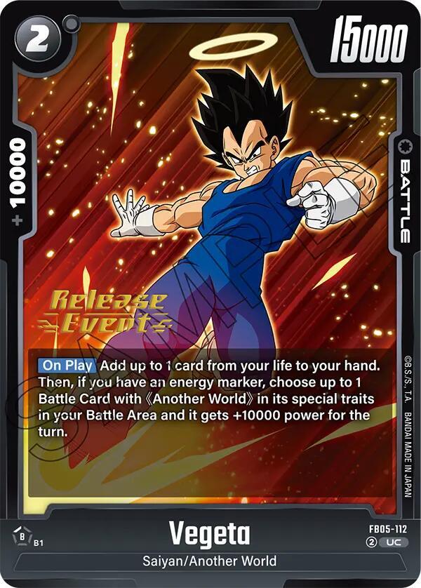 Vegeta FB05-112 card from New Adventure Release Event Cards